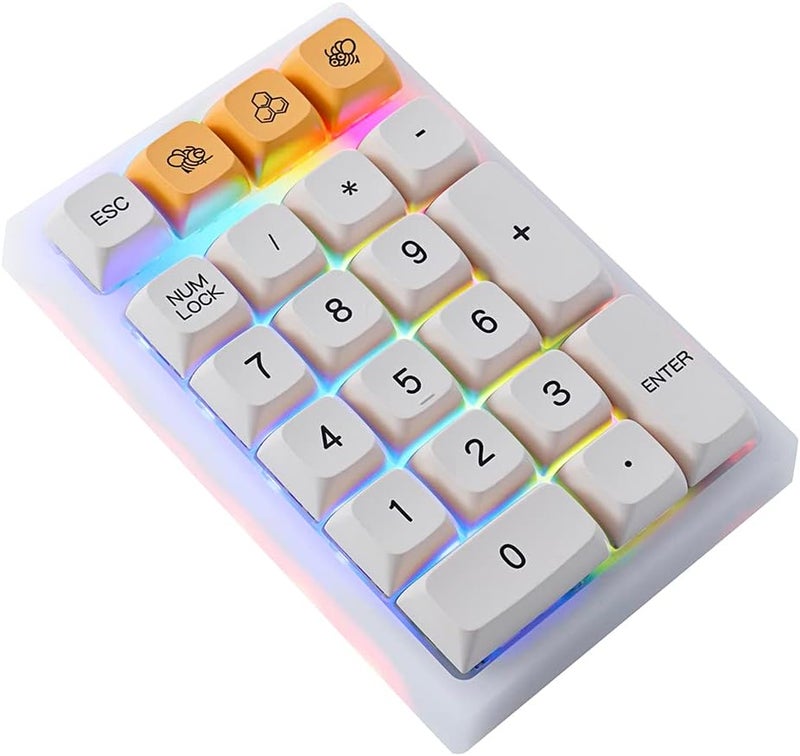Boyi TD21 Hot Swap Numpad,21 Keys Mini Numpad Portable Keypad Bluetooth5.0/2.4G/Wired Number Pad Keyboard PBT Keycaps RGB Backlit Type-C Mini Keyboard (Honey Milk) - Image 1